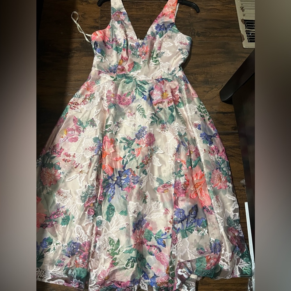 Eliza J Embroidered Lace Midi Dress